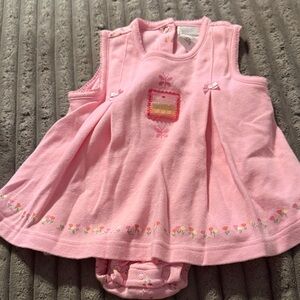 Vintage silver tag Carters Pink Baby Dress with Floral Accents